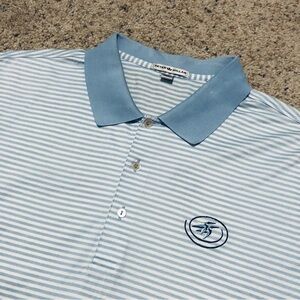 Peter Millar Cotton Polo Shirt Men’s XL Blue Stripes Castle Pines Golf Club